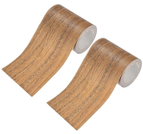M METERXITY 2-Rouleaux Ruban De Réparation Grain De Bois, 3.15in x 15ft Texturé Réaliste Auto-Adhésif Ruban Pour Sol En Bois Papier Contact Pour Meubles/Sols/Maison [Dark Brown Oak]