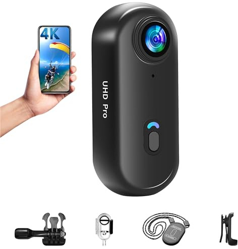 Baobylon Nouvelle Version Mini Caméra Sport 4K WiFi Camera de Poche pour Casque Camera Vlog Pieton Étanche jusqu'à 30M pour Les Passionnés d'Aventure Accessoires Multifonctions