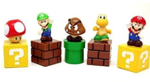 5 Pieces Mario Bro Cake Topper Figurines,Mario Bro Birthday Party Cake Decorations for Boys