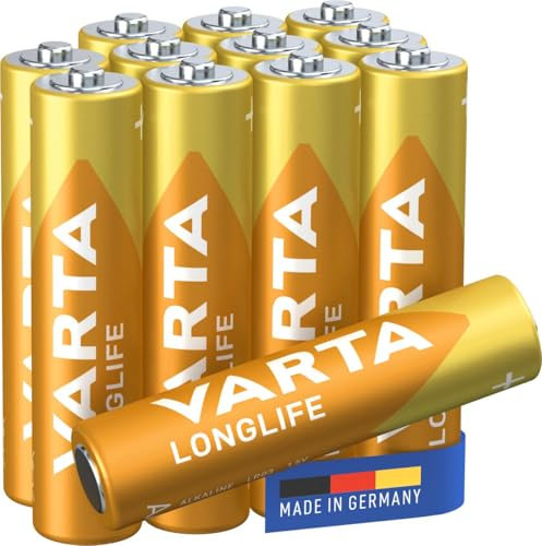 VARTA Piles AAA, paquet de 12, Longlife Power, alcalines, 1,5V, Cube, emballage recyclé à 90%, adaptées pour les télécommandes, les réveils, les radios, les horloges murales, Made in Germany
