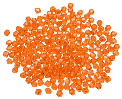 PATIKIL 100pcs 8mm Bicone Glass Crystal Beads, Faceted Glass Spacer Beads for Jewelry Making Bracelet Necklace Earrings DIY Suncatcher Craft, Orange Red