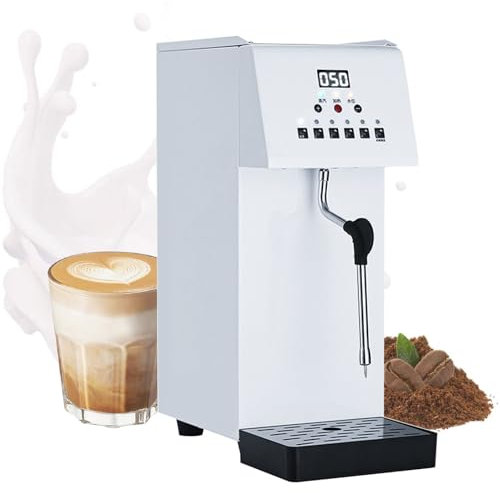 Stainless Steel Milk Foam Maker, Steam Boiling Hot Water Dispenser, 2500W Boiler Electric Commercial Bubble Tea, 6L Stainless Steel Tank, 360° Steam Spray, LED Display