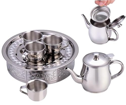 Pequeño Juego de té en Acero Inoxidable Juguete Educativo con Vajilla De