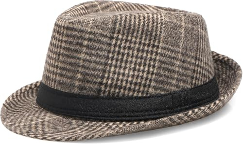 WULIQIUQIU Classic Fedora Hat for Men Women Retro Gatsby Trilby Bowler Cap Jazz Hats Khaki