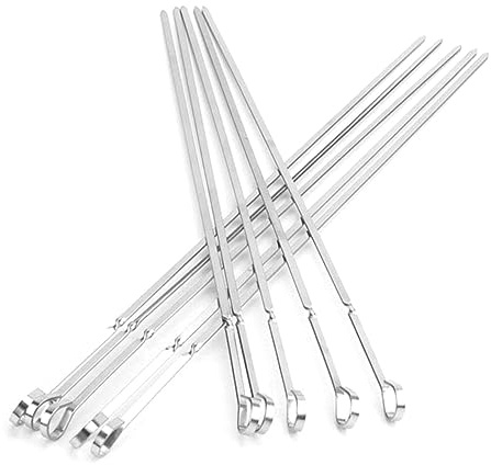 UKCOCO 20pièces Brochettes Plates Acier Inoxydable De Lot De Bâtonnets à Griller Pour Barbecue Et Pique