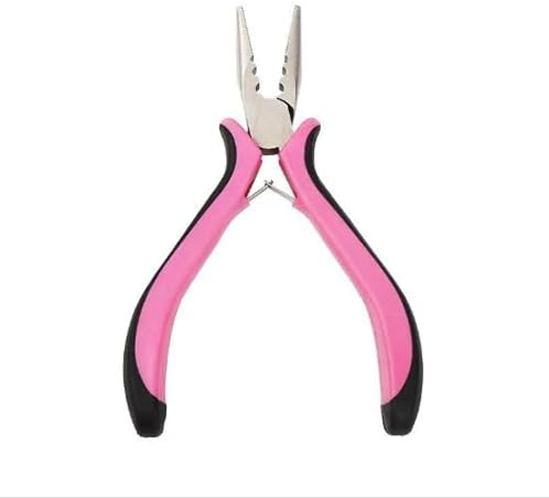 1 PCS 3-Hole Mini Pliers for Hair Extensions, Pink Stainless Steel Pliers for Nano and Micro Rings Application, Removal, and Adjustment, Rust-Free, for Professionals and DIY Use