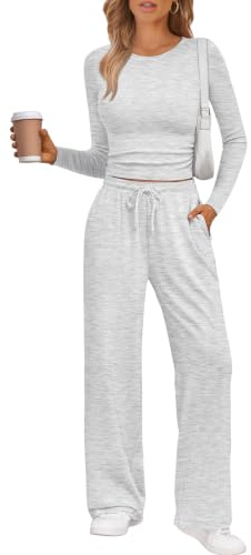 LILLUSORY 2-teiliges Lounge-Set für Damen, Herbst-Outfits 2025, zweiteilige Reise-Sweatanzüge, Business, Freizeit, Modekleidung