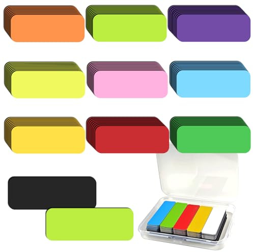 72 Stück Magnetstreifen Beschreibbar 80x30mm Magnetschilder zum Beschriften Magnete Whiteboard Magnetische Etiketten Wiederverwendbar, Magnet Etiketten für Whiteboard Kühlschrank (9 Farben)
