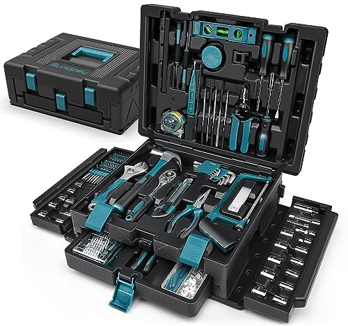 Sundpey Caja de Herramientas 379 Piezas, Juego de Herramientas con Cajón Kit Herramientas con Cajones Extraíbles, Incluye Llaves, Destornilladores y Alicates para DIY y Reparaciones