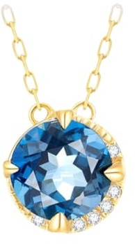 Beydodo Halskette 585 Gold Damen, Kette Gold 45CM mit Anhänger mit Topas und Diamant Hochzeit Halskette für Charms