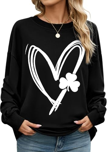 CMTOP Dam Sweatshirt Tryckt Ledig Tröja Utan Huva Vår Höst Långärmad T-shirt Enfärgad Ribbad Fåll Tröja Mode Sport Stil Basic