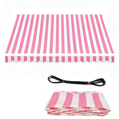 6.5ft/2m, 11ft/3.5m, Retractable Patio Awning Replacement Fabric(without Frame), 280g/m² Polyester Canopy Cover, Uv Protection Water-resistant(Size:2.5x2m/8x6.5ft,Color:Stripes2)