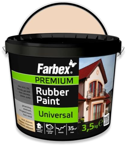 FARBEX Pintura de Caucho Líquido Impermeabilizante - Para Interior y Exterior, Compatible con Hormigón, Metal, Madera y Azulejos, Bote 3,5 kg Beige - Protege de Humedad y Grietas