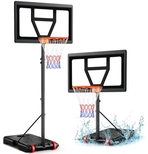 Yohood Basketballkorb Outdoor Kinder,Basketballkörbe mit Ständer Höhenverstellbar 92-210cm,Tragbarer Basketballkorb Indoor-Outside Wetterfest