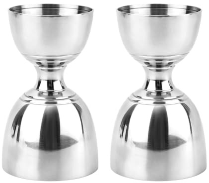 Lot de 2 Doseurs à Cocktails, 60 ml et 30 ml en Acier Inoxydable Double Cloche et Graduations Internes pour le Bar à Domicile Professionnel