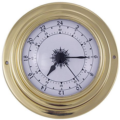 Sea-Club 24-Sunden-Uhr Nautik Messing Ø=10cm