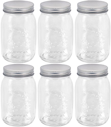 Promobo - Lot de 6 Bocaux De Conservation En Verre Décor Fruit Sculpté Inscription Gourmande 450Ml