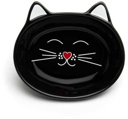 Park Life Designs Oscar Cat Dish - Ceramic Cat Shaped Food and Water Bowl (Black) | Stylish Feeding Bowl, 6 oz Capacity | Lead-Free & Food-Safe | Easy-Clean, Dishwasher Safe