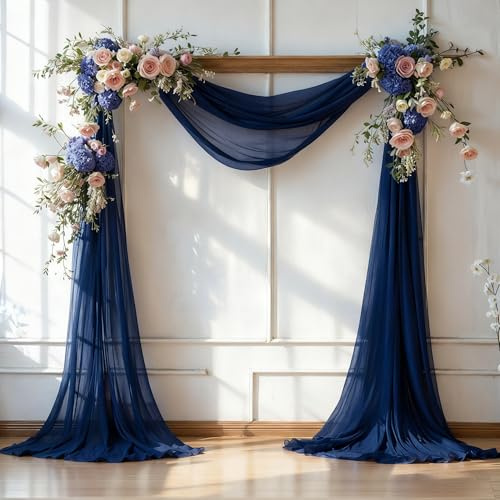 Tissu drapé pour arche de mariage, 1 panneau de 6 m de rideau de toile de fond de mariage pour cérémonie de cérémonie, décoration de scène d'arche (1 panneau), bleu marine