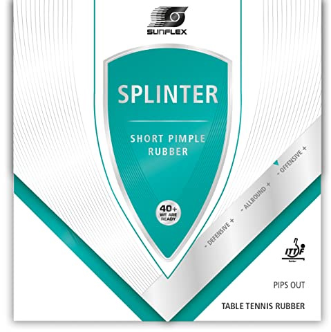 Sunflex Splinter Tischtennis-Belag | professionelle Kurz Noppe | ITTF zugelassen | variantenreiches Spiel + hohe Spinwerte | 2,3mm Schwamm | rot
