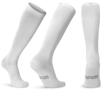 DANISH ENDURANCE Bio-Baumwolle Kompressionsstrümpfe, 14-18 mmHg, Unisex, für Damen & Herren, 1 oder 3 Paar (Weiß, 43-47)