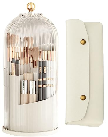 Make up Pinselhalter,360° Drehbar Aufbewahrung,Make-up Pinselhalter mit Deckel,Reise-Make-up-Pinselhalter,Staub und Wasserdicht Organizers für Schminktisch, Badezimmer,Schreibtisch Arbeitsplatte