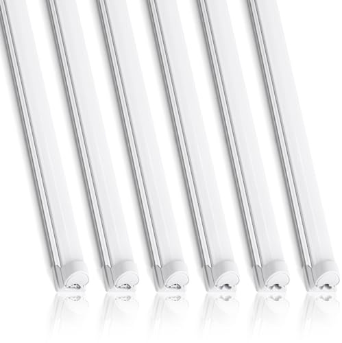 Barrina LED Batten Light 4FT/117cm, 36W 4200lm, 6500K Double Row LED Beads, T8 Fluorescent Tube Replacement for Garage Shed Loft Office Workshop Lighting, 6 Packs