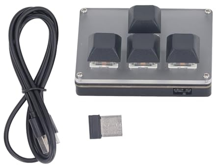 Tomotato Mini Teclado Mecánico para Juegos de 4 Teclas, Teclado Mecánico Macro con una Mano Tipo C, sin Cables, Mini Teclado Mecánico 2.4G USB BT,Teclado Personalizado para Juegos y Medios