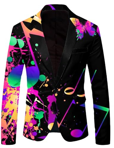 Caxndycing Sequin Jacket Men's Glitter Blazer Slim Fit Wedding Party Suit Jacket Men's Sequins Glitter Men's Jacket Sporty Coat Long Sleeve Shiny Suit Jacket Blazer, White, L