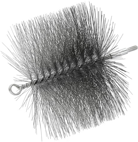 PATIKIL 15,2 cm Drahtschornstein-Reinigungsbürste, Stahl, runde Schornsteinfegerbürste mit 1/4 NPT-Anschluss für die Reinigung von Kaminen, Brennen, Ofen, Zelttrocknern, Rohren, Silber