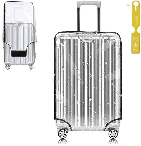 Kofferhülle, Koffer Hüllen PVC Transparent Gefrostet, Kofferbezug Schutzhuelle mit Gepäckanhänger, Kofferschutzhülle Kratzfest und Wasserdicht für Reisen, Urlaub, Geschäftsreisen (30 Zoll)