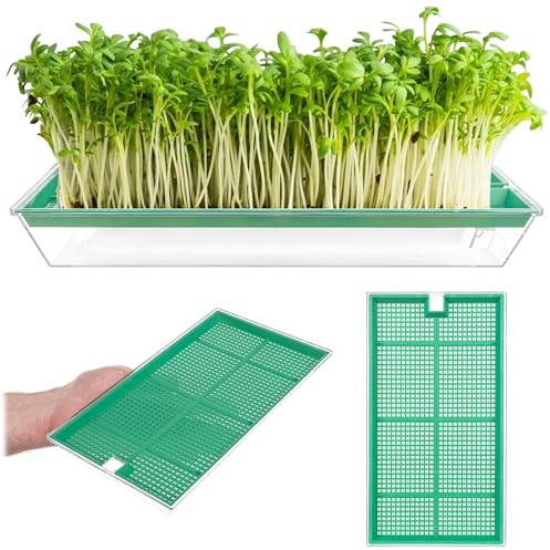 KADAX Keimschale, Anzuchtschale für Sprossen, Kressesieb aus Kunststoff, Kresseschale, Sprossenschale, Keimschalen, Kresse Anzuchtschalen (Groß)