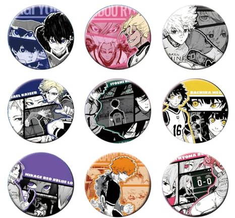 9 Pcs Blue Locks Tinplate Badge Blue Locks Figure Brooch Anime Cool Boys Pins Cosplay Accessories, 58mm, Metal