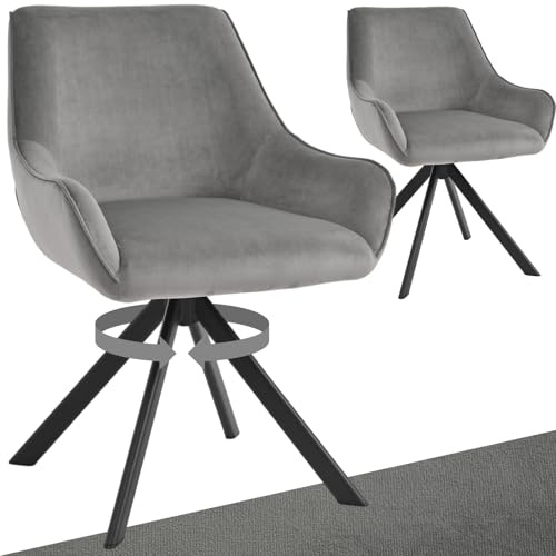 Goeurvant - Juego de 2 sillas giratorias con reposabrazos – Silla giratoria de terciopelo moderno con respaldo de 360°, silla de cocina con estructura metálica y respaldo para comedor, sala de estar