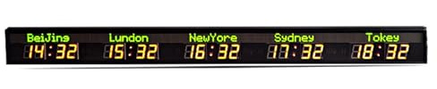 Orologio Mondiale Digitale A LED, Fuso Orario 3/4/5 Città, Orologio Mondiale da Parete con Fuso Orario per Hotel E Aziende Multinazionali, 5 Livelli di Regolazione della Luminosità, 5 Città