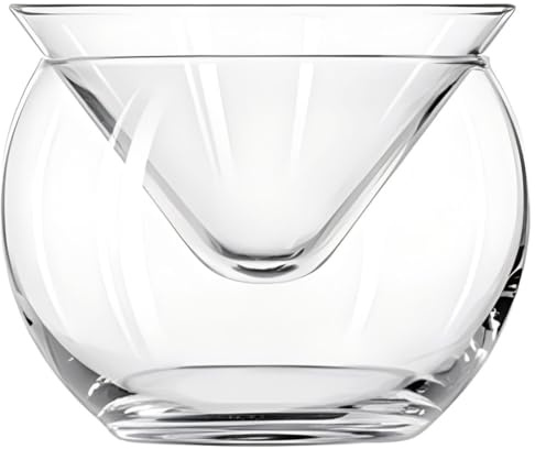 Lurrose Bol de Service Réfrigéré en Verre 2-en-1 - Serveur de Caviar et Crevettes avec Compartiment à Glace | Saladier Isotherme pour Fruits de Mer, Apéritifs et Desserts