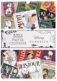 Pyramid – Disney Classics 2025 Posterkalender, 29,7x42cm, Kalender mit beliebten Disney-Motiven, je Monat ein Poster, nachhaltig nur mit Papierumschlag