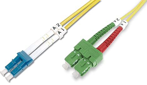 DIGITUS Cable de fibra óptica OS2 – 1 m – SC (APC) a LC (PC) – dúplex