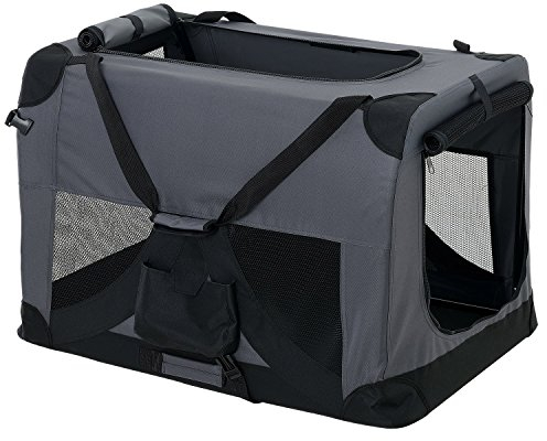 pro.tec Faltbare Hundetransportbox Gr. L 52 x 52 x 70cm Transportbox Katzenbox Hundebox Grau Pfegeleicht