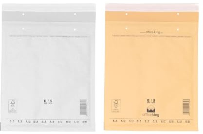 officeking 200 Luftpolstertaschen E/5 | 240 x 275 mm (100 Stück in Braun und 100 Stück in Weiß) - Luftpolster Verpackung Polsterumschläge Briefumschläge gepolstert