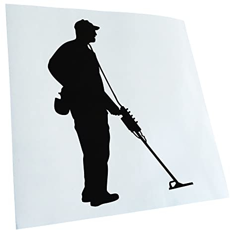 Kiwistar - Autoaufkleber - Metalldetektor Schatzsuche - schwarz - 14x10cm - Heckscheibe Auto Aufkleber wetterfest für Kfz LKW Mofa Truck - Sticker außen selbstklebend Tuning Zubehör für Fenster