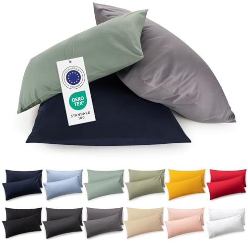 Blumtal Premium Taie Oreiller 40x60 Coton (Lot de 2) - Certifié Oeko-Tex, 100% Jersey Coton - Taie d'oreiller en Jersey, Ultra-Doux Housse de Coussin - Jaune
