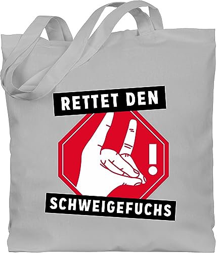 Baumwolltasche - Lehrer - Taschen - Rettet den Schweigefuchs - Unisize - Hellgrau - jutebeutel schule lehrer-tasche teacher fuchs beutel tasche lehrerin geschenk für lehrerinnen referendariat