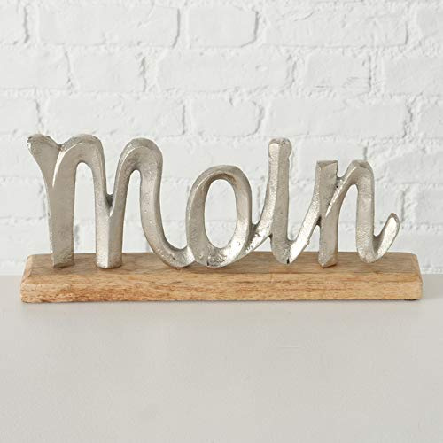 Dekoaufsteller Schriftzug auf Mangoholzsockel – Moin – 33 x 5 x 14 cm
