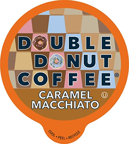 Double Donut Coffee Medium Roast Caramel Macchiato Coffee Pods, 24 Count for Keurig K-Cup Machines