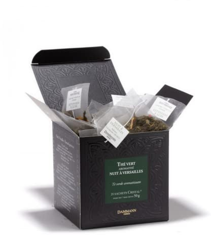 Dammann Frères | Tè Verde Notte a Versailles | Tè Verde Bergamotto, Kiwi, Pesca - 25 Filtri (50 Gr) | Tè Filtri in Sacchetto