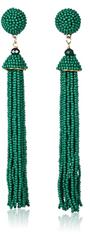 Zavana Long Tassel Ohrringe für Frauen, Lange Quasten-Ohrringe für Damen mit bunten Perlen, lange hängende Ohrringe, handgemachte Boho Chic Ohrhänger, Modeschmuck für Frauen