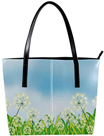 Schultertasche, leicht, lässig, Schulranzen, Lehrertasche, Handtasche, Geldbörse, das wachsende Unkraut, Löwenzahn unter dem blauen Himmel, Mehrfarbig