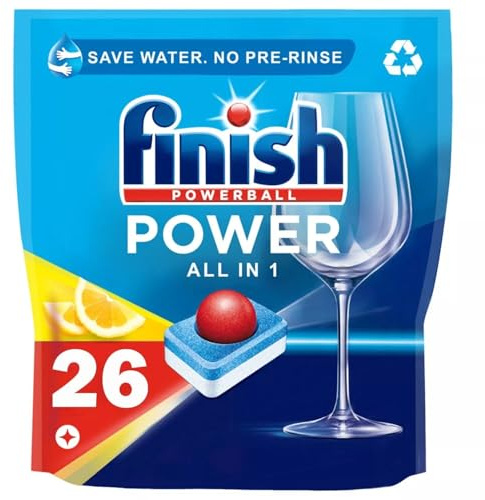 Finish Power All in One Dishwasher Tablets Bulk | Scent : Lemon | Size: Total 26 Dishwasher Tabs |for Sparkling Clean 1st Time