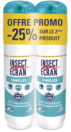 INSECT ECRAN - Anti-moustiques - Spray répulsif peau - Protection contre les piqûres de moustiques – Made in France - Familles - Lot de 2-2x100 ml